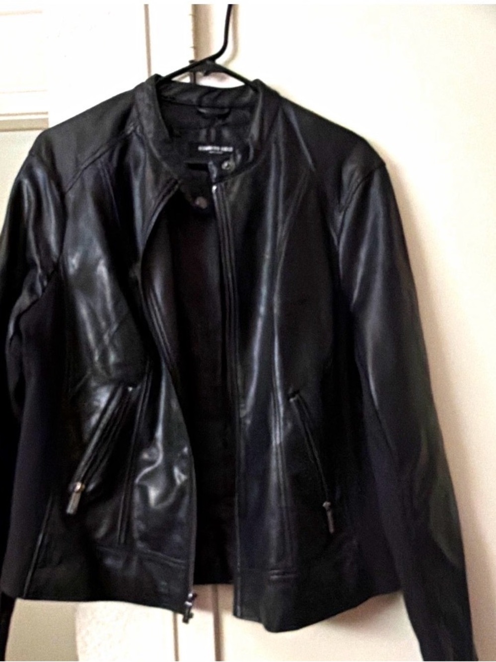 Kenneth Cole Black Leather Zip-Up Women's Jacket